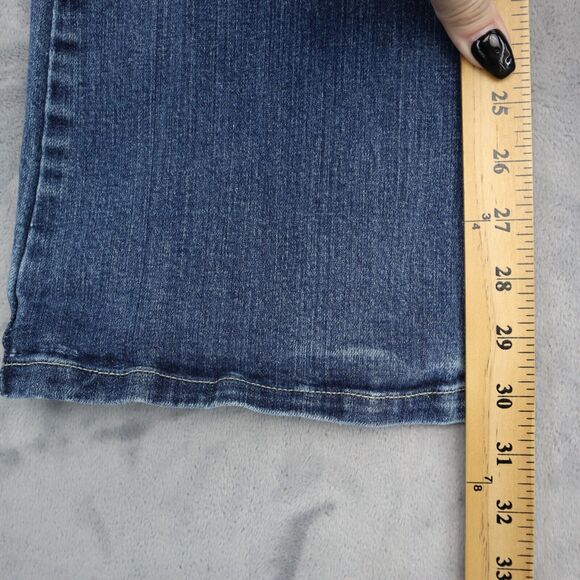 Calvin Klein Pants Womens 30 Blue Flared Mid Rise Medium Wash Denim Button Jeans - Picture 7 of 14